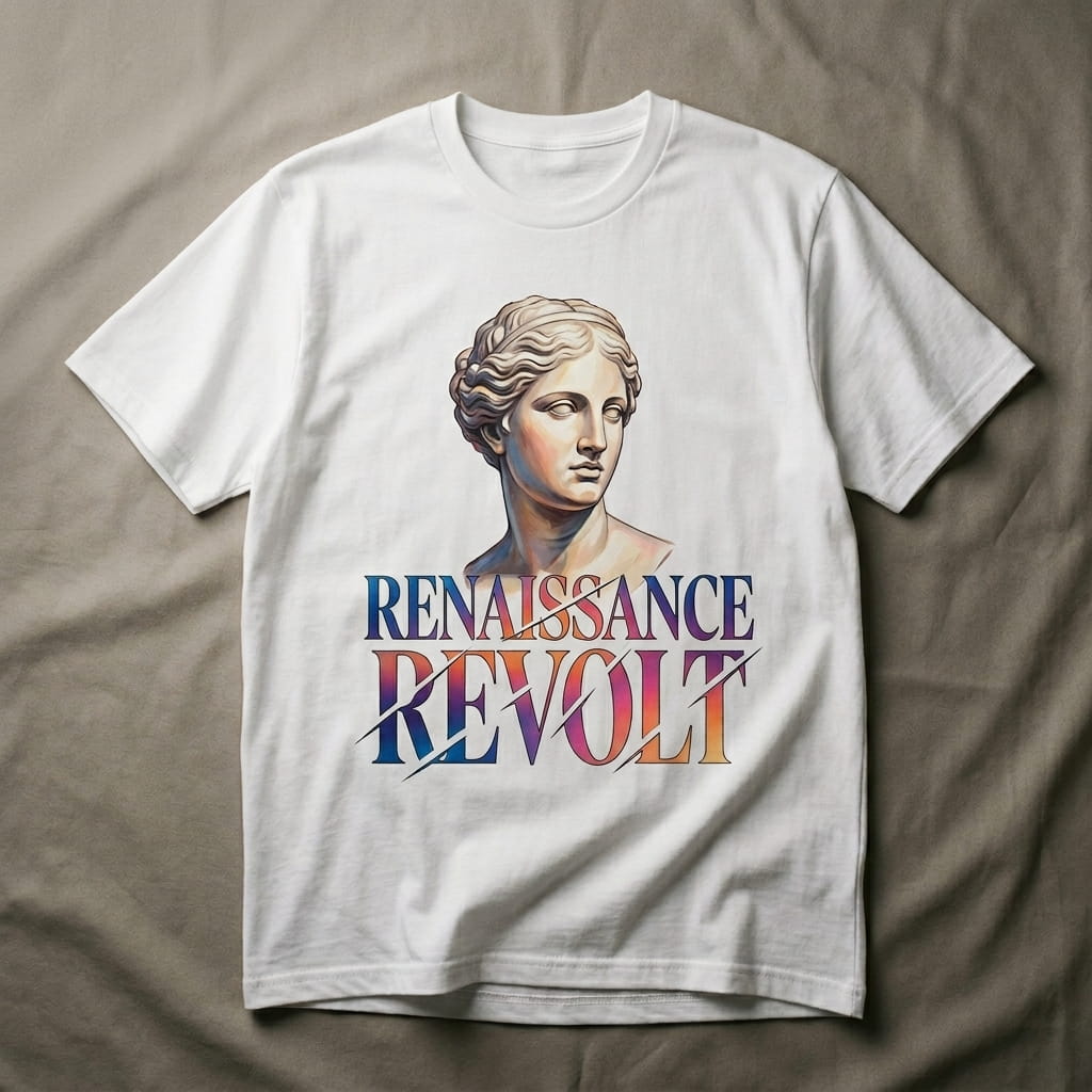 Water-based-transfer-printed apparel with a full-color streetwear graphic