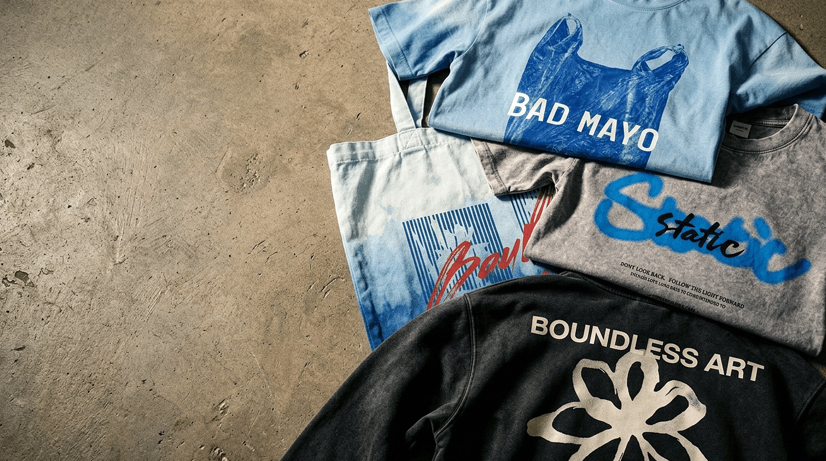 Custom garment-dyed hoodie, t-shirt, and sweatpants in rich brand colors