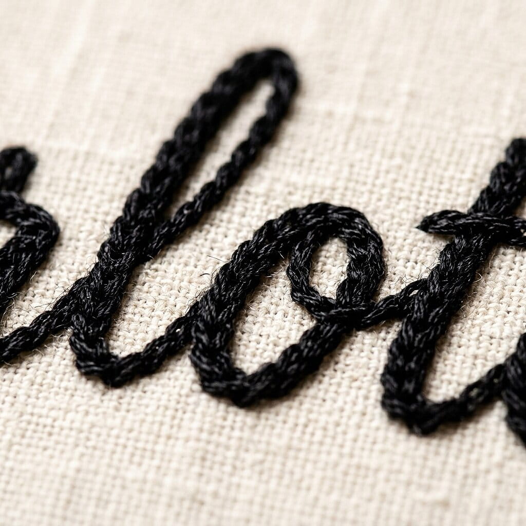 Chain stitch embroidery on canvas
