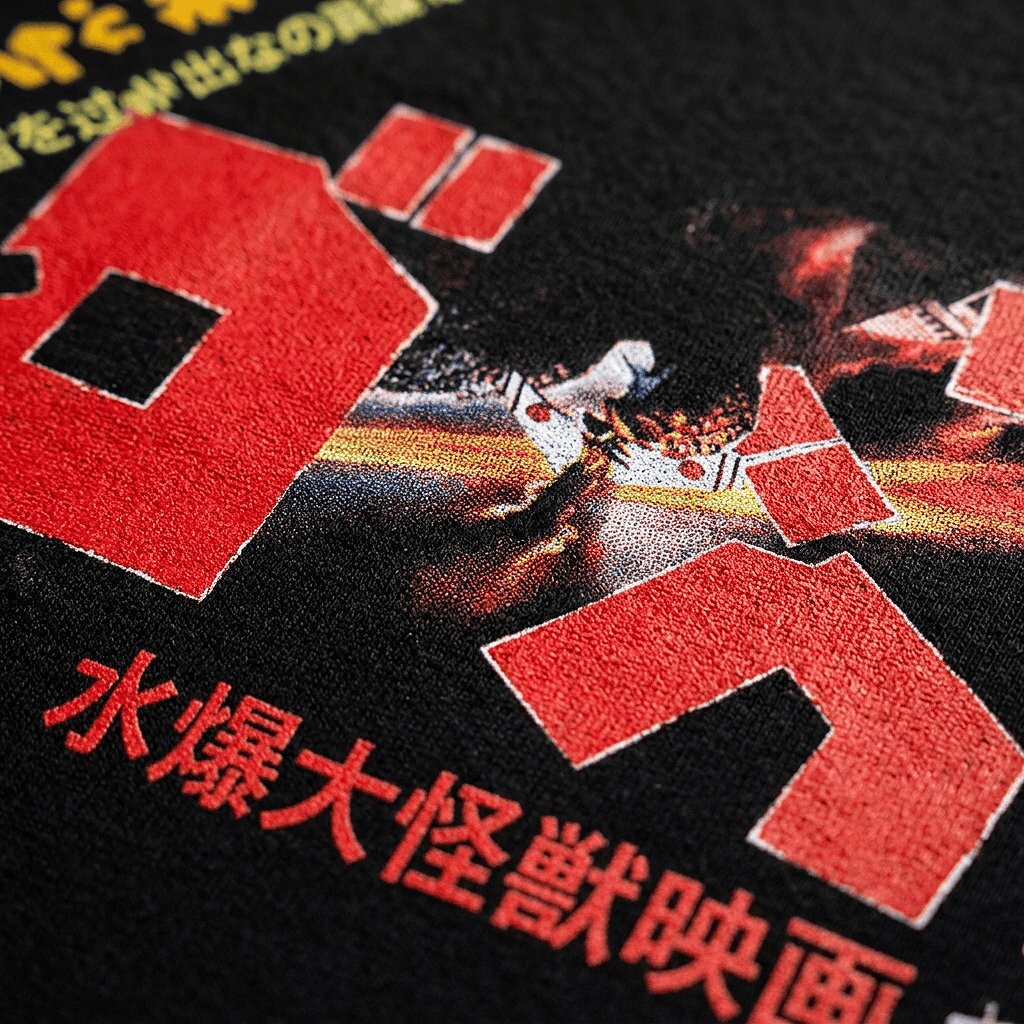 DTG-printed apparel with a full-color streetwear graphic
