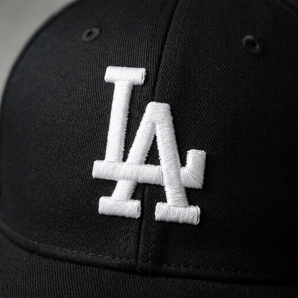 Bold raised 3D puff embroidery on a cap