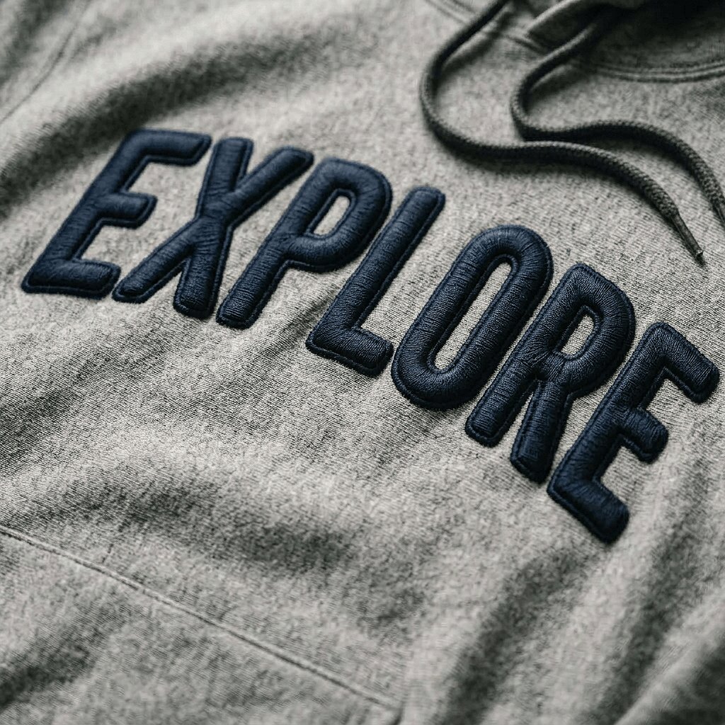 Hoodie with bold full-chest puff embroidery