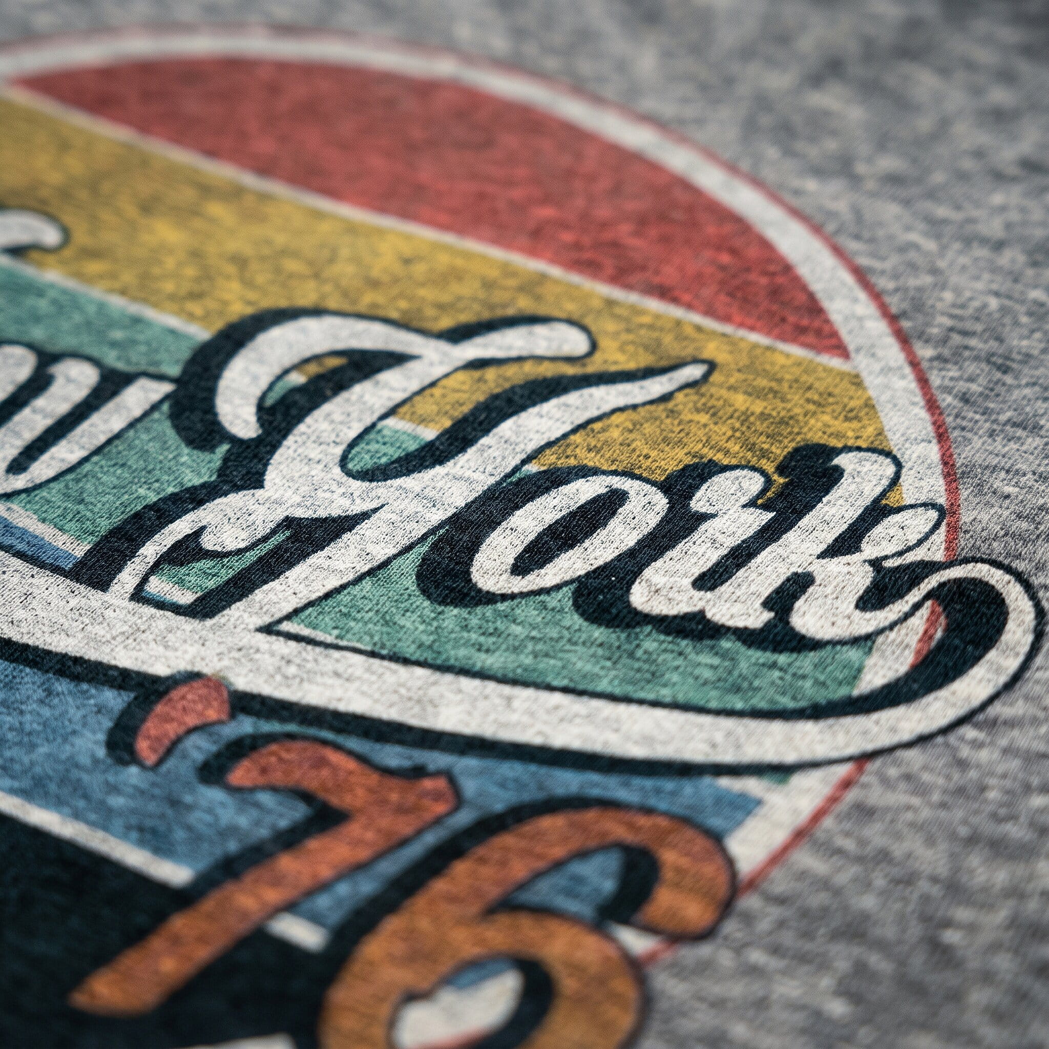 Close-up of a soft soaked-in water-based print on a t-shirt