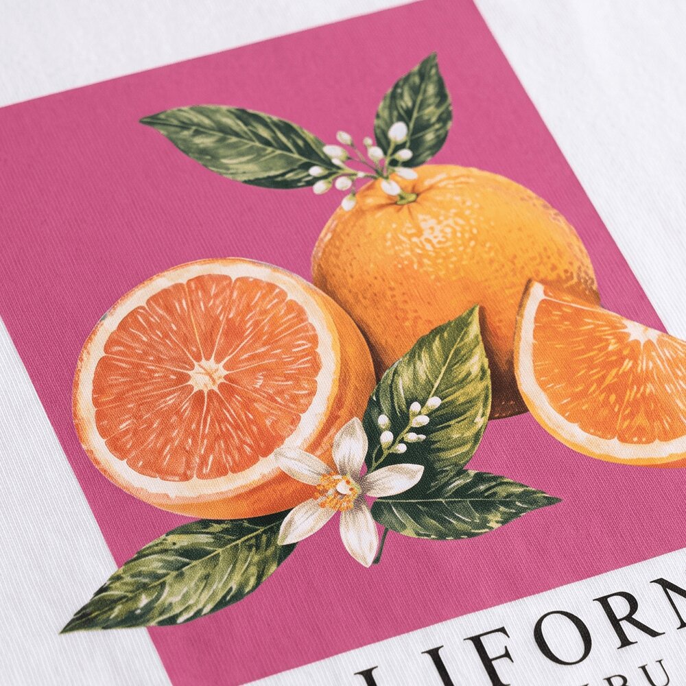 Water-based-transfer-printed apparel with a full-color streetwear graphic