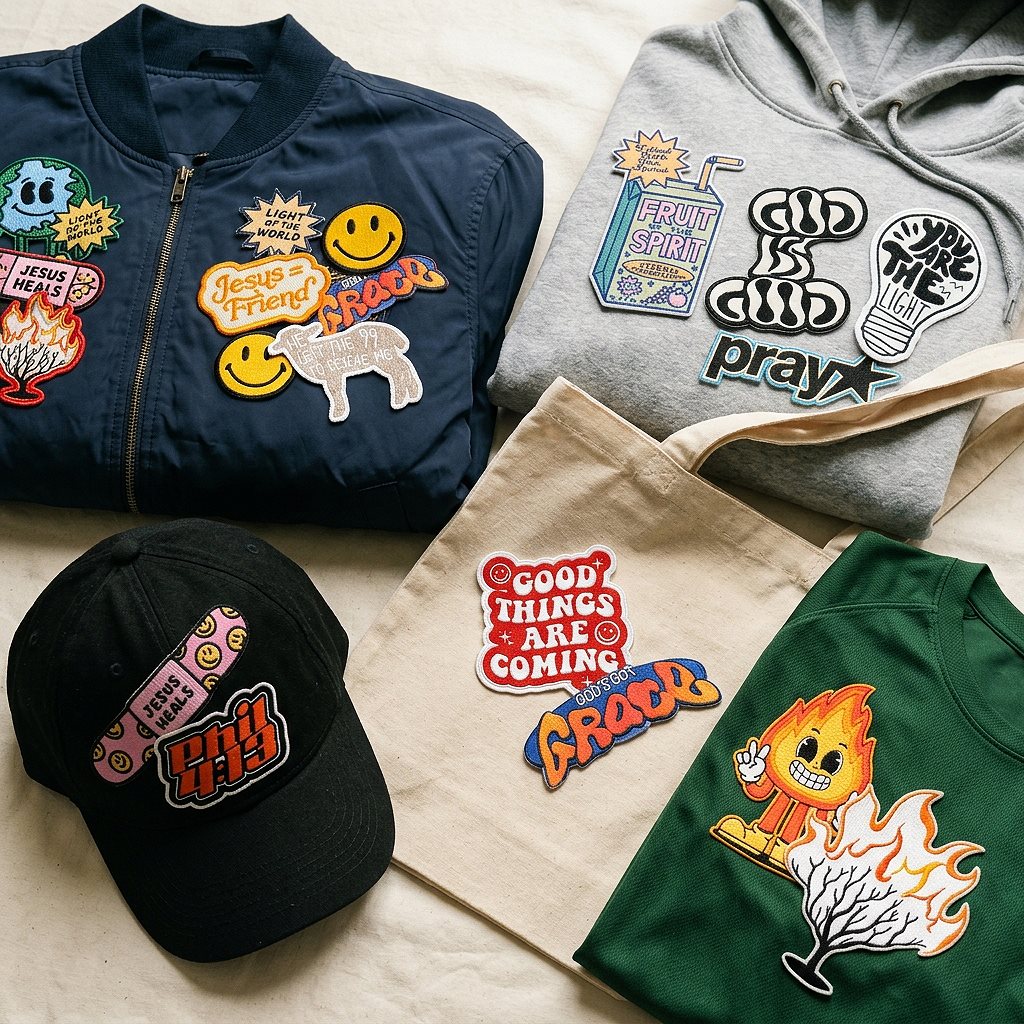 Custom patch proofs across apparel