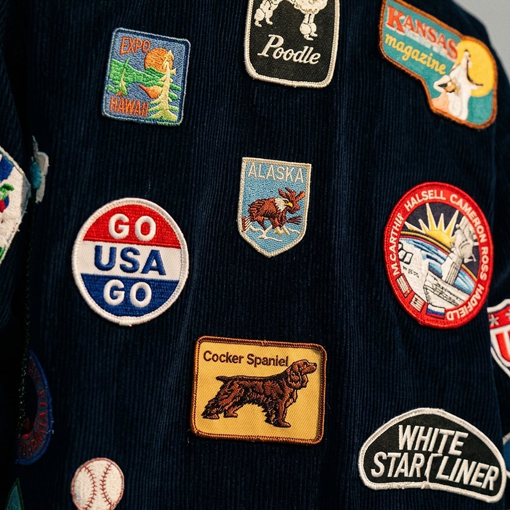 Woven fine-detail monogram crest patch